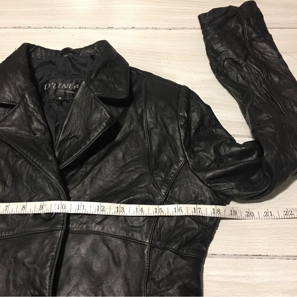 Vtg Size M Women’s Black Genuine Leather Jacket/Blazer By D’Linea - Picture 6 of 10
